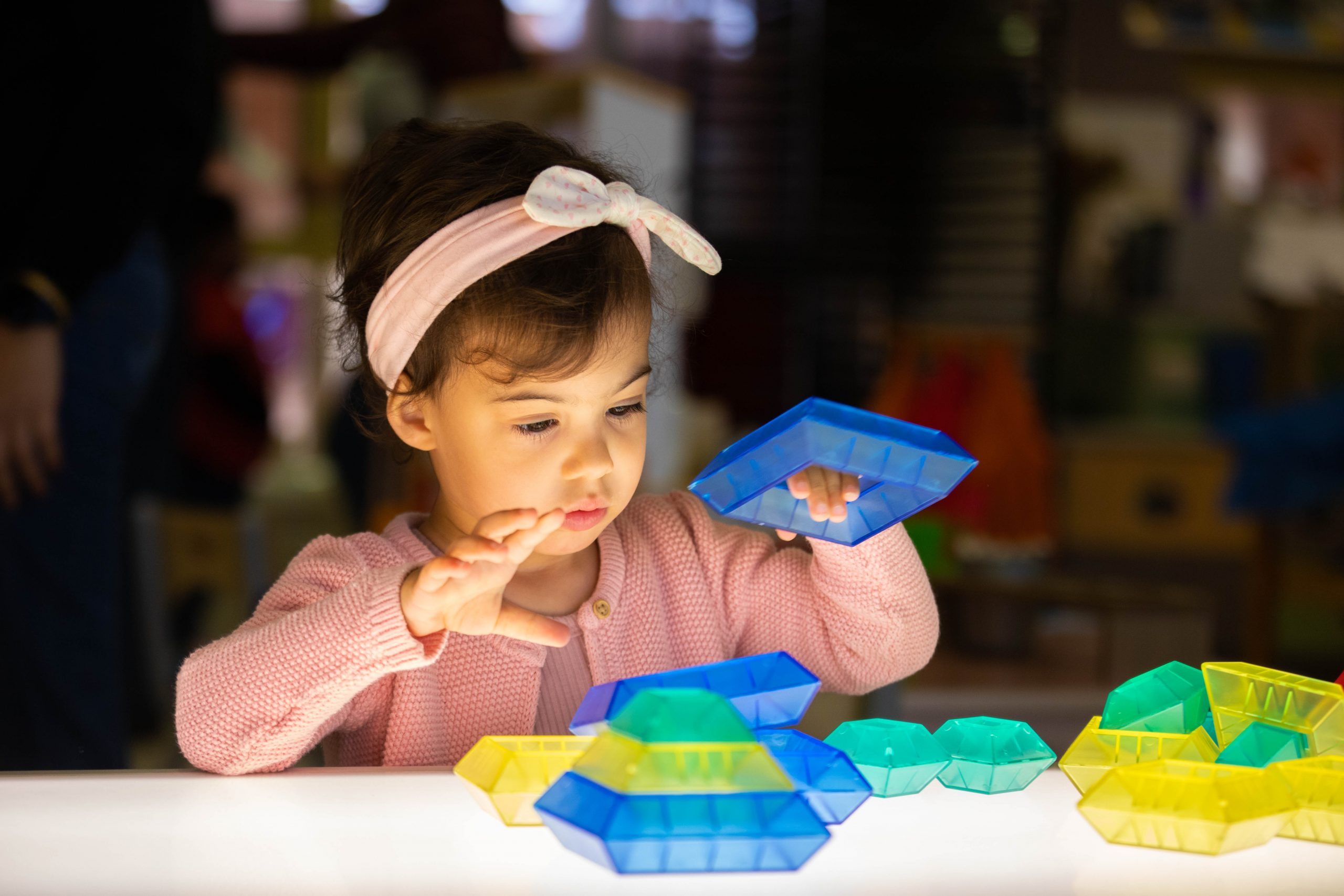 Toddler playing with blocks at St Mary playgroup