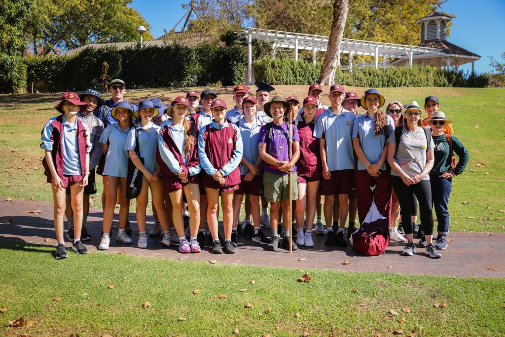 Students and staff from St Mark's Anglican Community School who walked with Bishop Hans to St Mary's