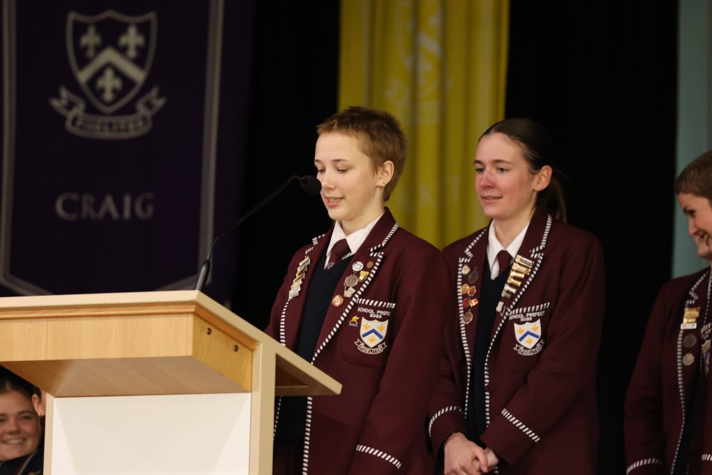 School Prefect Millie speaking about Bravery at a recent assembly